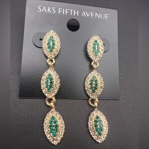 Saks Fifth Avenue Gold and green Crystal Earrings